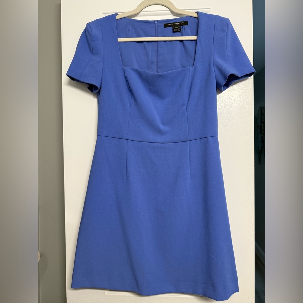French Connection Whisper Short Sleeve Mini Dress in Baja Blue size 8